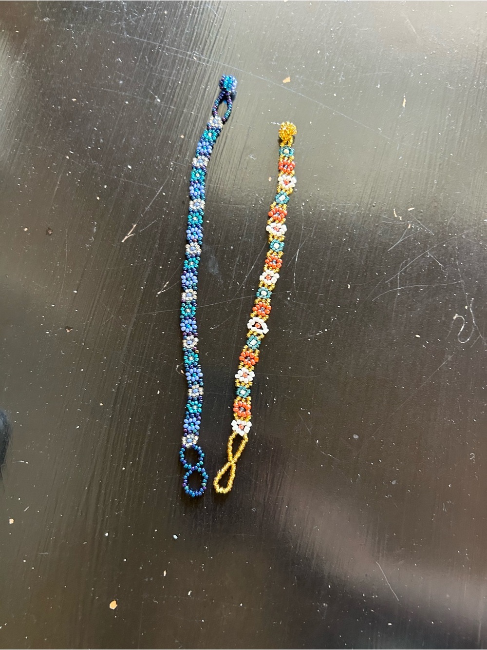 Handmade Beaded Bracelet Set – Blue and Multicolor